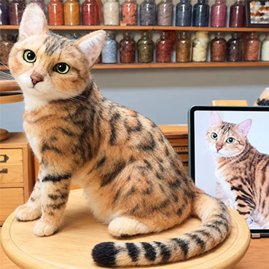 Custom Full-Body Felted Cat Sculpture