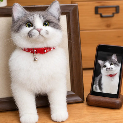 Custom 3D Felted Cat Frame Portrait