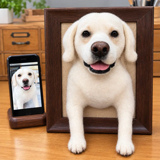 Custom 3D Felted Dog Frame Portrait