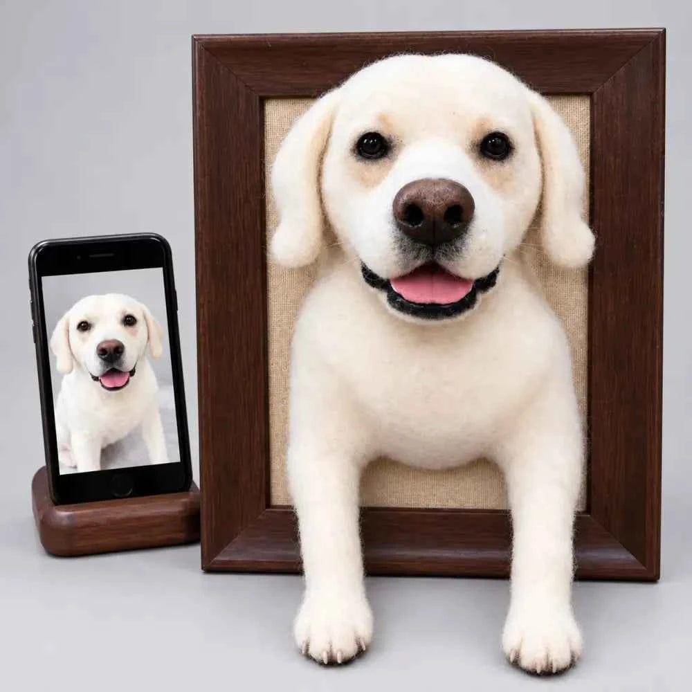 Custom 3D Felted Pet Framed Portrait