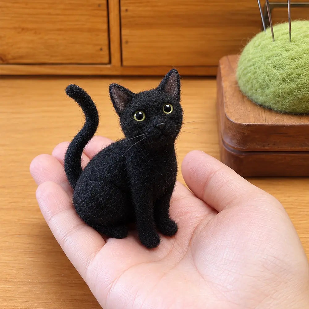 Custom Full-Body Felted Cat Sculpture