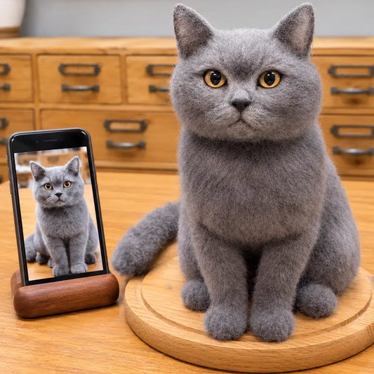 Custom Full-Body Felted Cat Sculpture