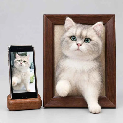 Custom 3D Felted Pet Framed Portrait