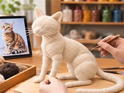 Handmaking a custom felted pet replica