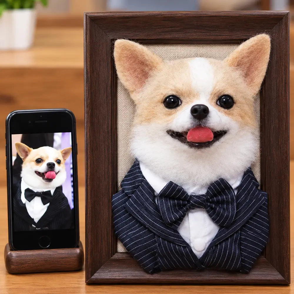 Custom 3D Felted Dog Frame Portrait
