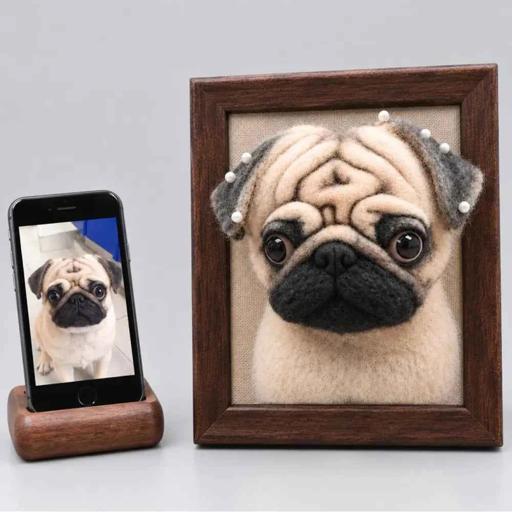 Custom 3D Felted Pet Framed Portrait
