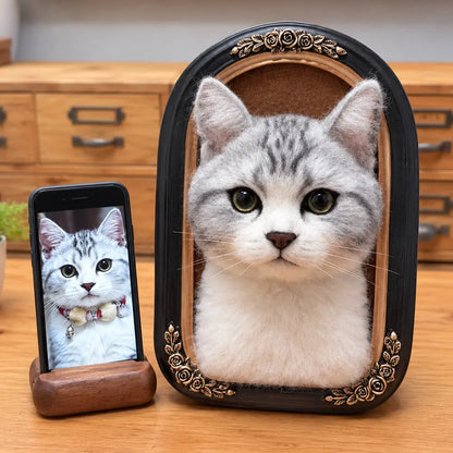 Custom 3D Felted Cat Frame Portrait