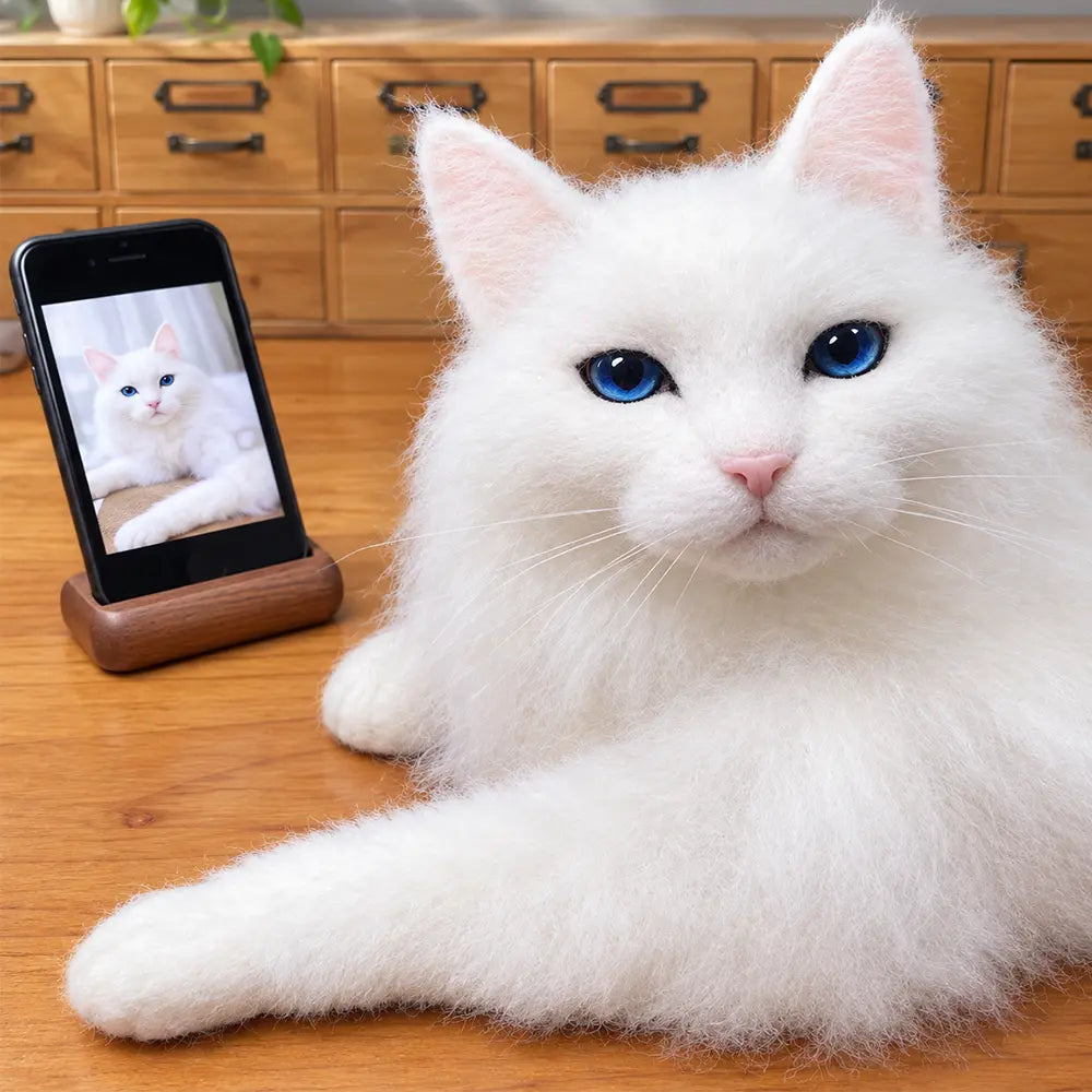 Custom Full-Body Felted Cat Sculpture